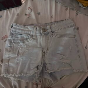 SO Pale Blue Distressed Denim Cutoff Shorts
